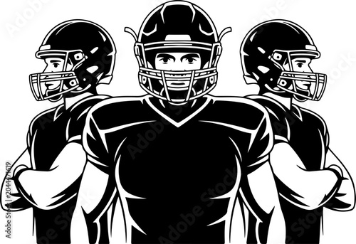 American Football Team Silhouette Players Illustration