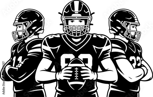 American Football Team Silhouette Players Illustration