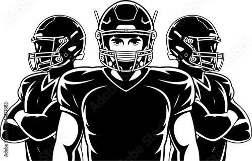 American Football Team Silhouette Players Illustration