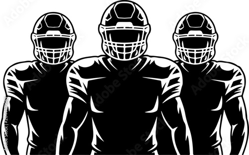 American Football Team Silhouette Players Illustration