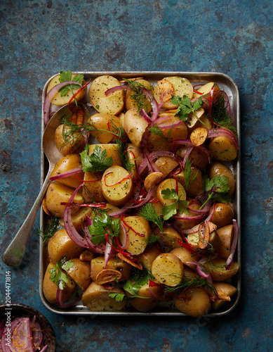 Rustic Potato Salad with Red Onion and Fresh Herbs