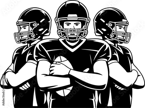 American Football Team Silhouette Players Illustration