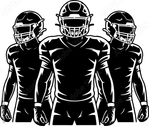 American Football Team Silhouette Players Illustration