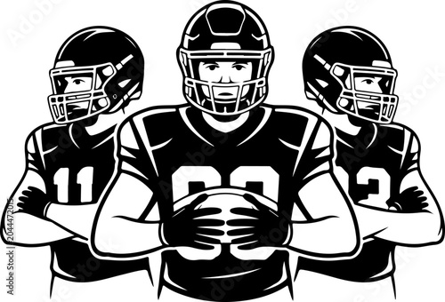 American Football Team Silhouette Players Illustration