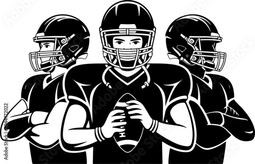 American Football Team Silhouette Players Illustration