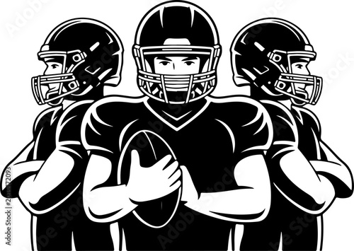American Football Team Silhouette Players Illustration