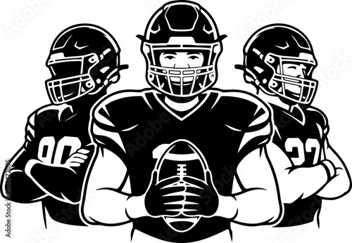 American Football Team Silhouette Players Illustration