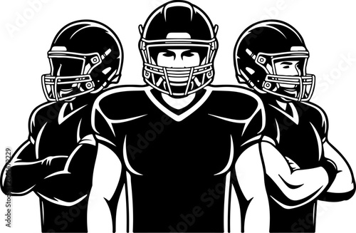 American Football Team Silhouette Players Illustration