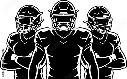 American Football Team Silhouette Players Illustration