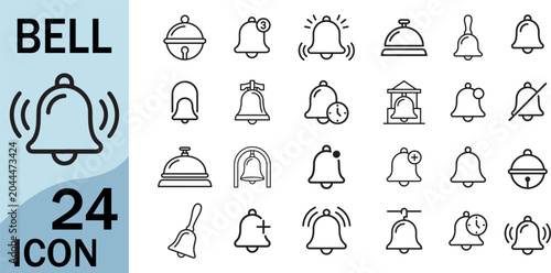 Cuadro en lienzo Bell icon set for notification alert or alarm design system