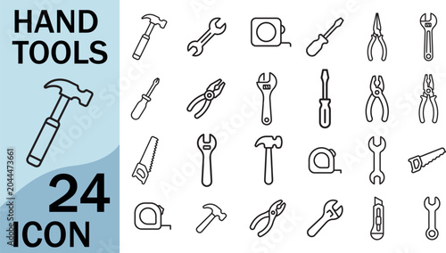 Photos Hand tools icon set for construction repair and maintenance