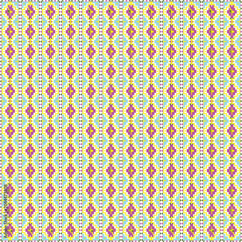 Canvastavla Vibrant Magenta Yellow Kilim Geometric Repeat Pattern
