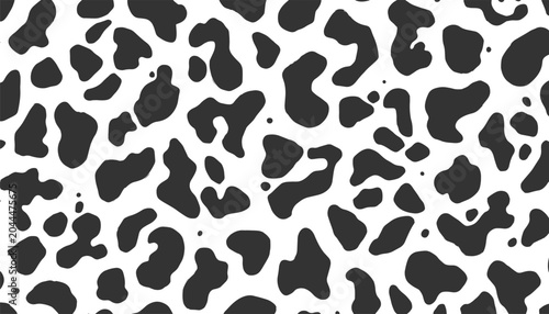 Graphic Black Wildlife Pattern Seamless Composition on White Background Modern Minimal Art Design