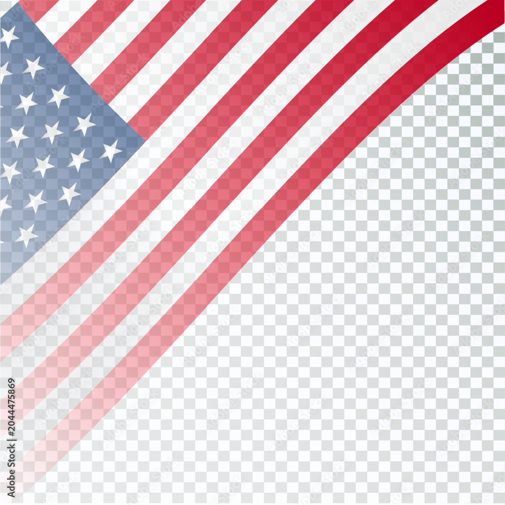 Obraz premium USA flag waving with empty space on transparent background. Vector