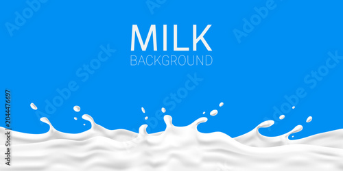 3D milk splashes with droplets background vector illustration