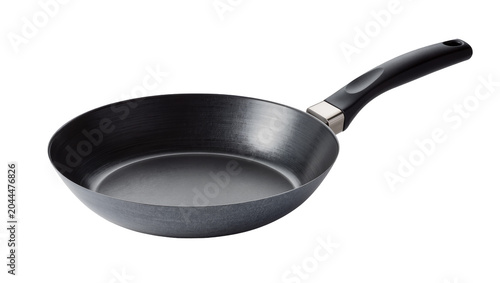 Принти на полотні Black non-stick frying pan with black handle and metal accent