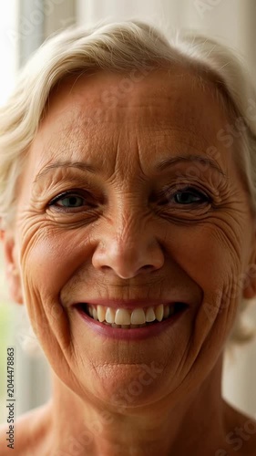 Portrait of smiling elderly woman in natural light