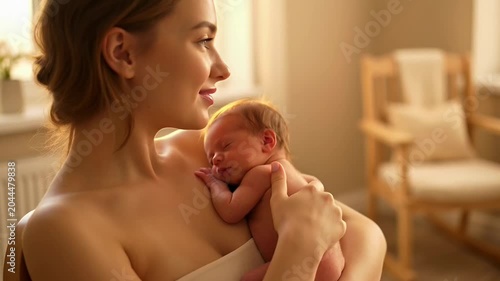 Newborn bonding moment with mother at home