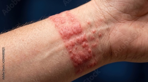 Irritant contact dermatitis watch allergy rash on wrist skin