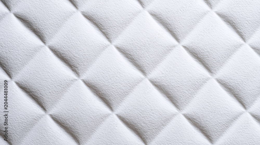 Naklejka premium Luxurious soft white quilted fabric background with fluffy texture and geometric diamond pattern