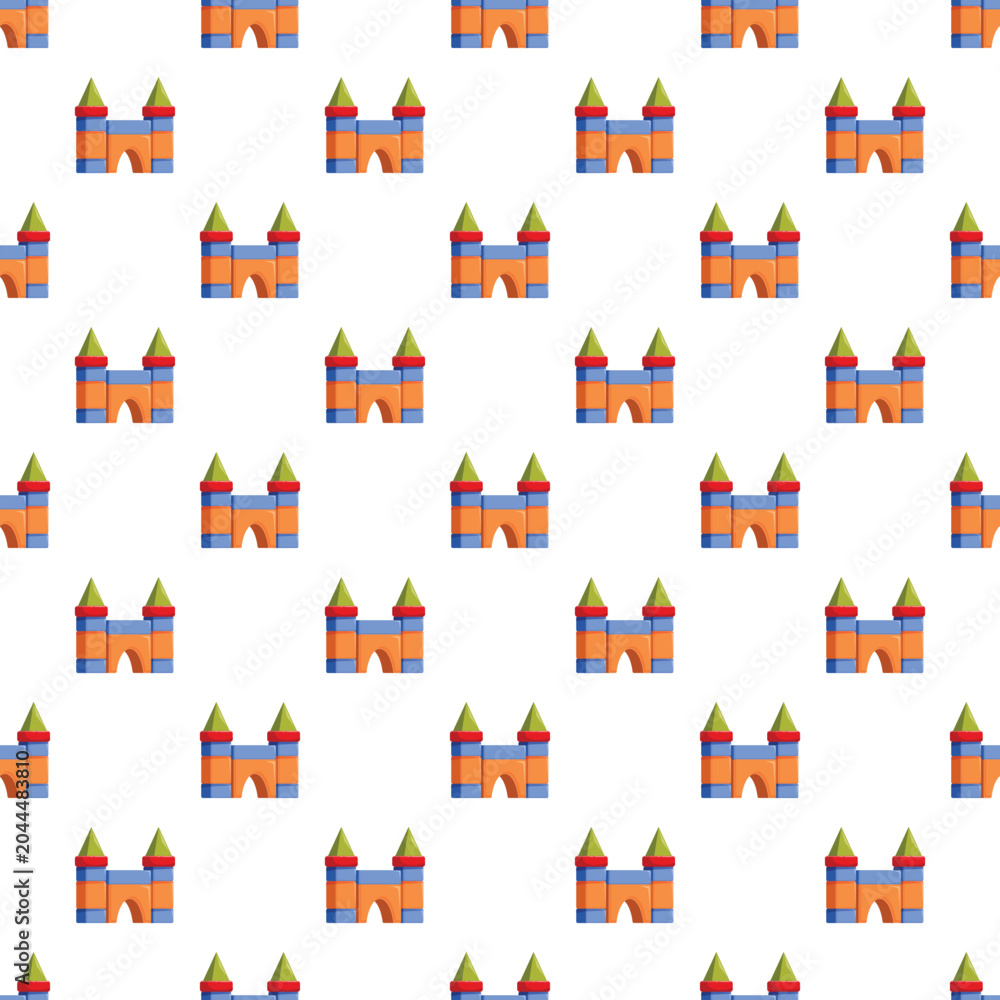 Obraz premium Colorful toy castle block pattern creating a seamless background for children's play