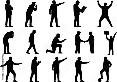 Soccer football coach manager tactical instruction silhouettes vector set isolated