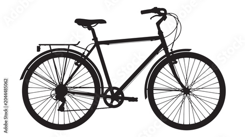 Slika na platnu City Bicycle Black Silhouette Vector Isolated on White Background for Graphic De