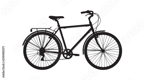Canvas-taulu Classic Male Commuter Bike Icon Side View Silhouette Profile with Mudguards and