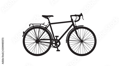 Εκτύπωση καμβά Black touring bicycle silhouette isolated on white background perfect for cyclin