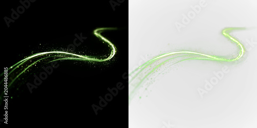 Cuadro en lienzo Light green lines flow isolated on transparent background, to create a design th