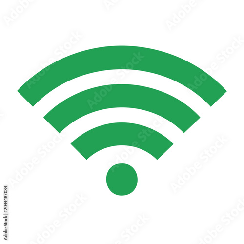 Green wifi symbol on white background