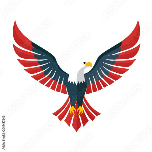 Stylized Eagle with Red, White, and Blue Wings