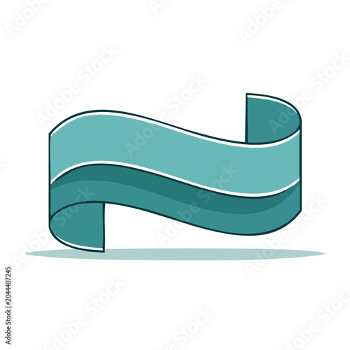Teal ribbon banner with white outline and shadow