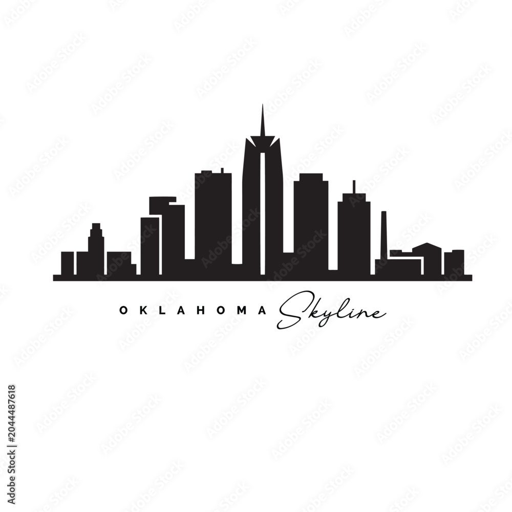 Fototapeta premium Oklahoma City Skyline Silhouette Icon with Modern Urban Landmarks