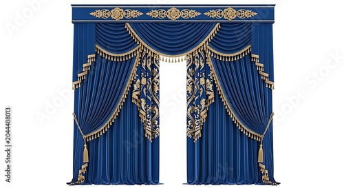 Elegant baroque style drapery with ornate gold embellishments