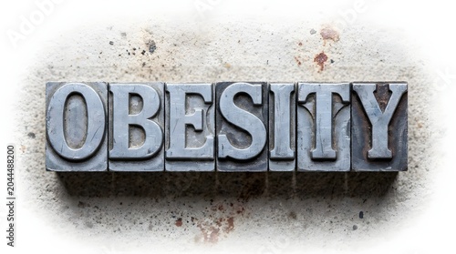 Obesity Word Made of Metal Letterpress Blocks