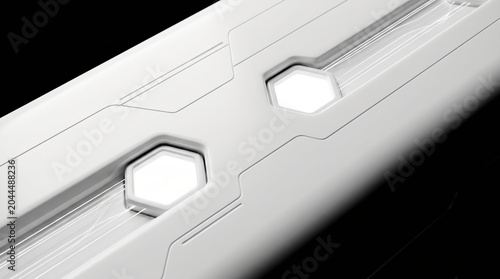 Modern Medical Background White Light Fixture in Futuristic Hospital
