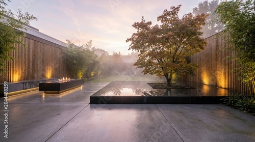Modern Courtyard Tree Displaying Serene Contemporary Architecture
