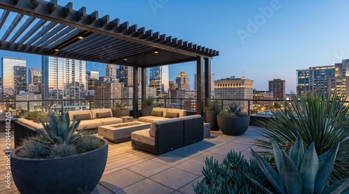 Modern Rooftop Patio Living Space with Couch and Table
