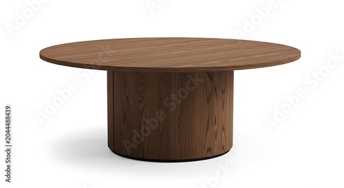 Minimalist round wooden coffee table with natural finish