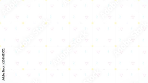 Minimalist pastel geometric pattern animation featuring moving circles and triangles in a seamless abstract motion video for creative design projects