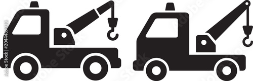 Foto Two tow truck icon vector silhouette for rescue