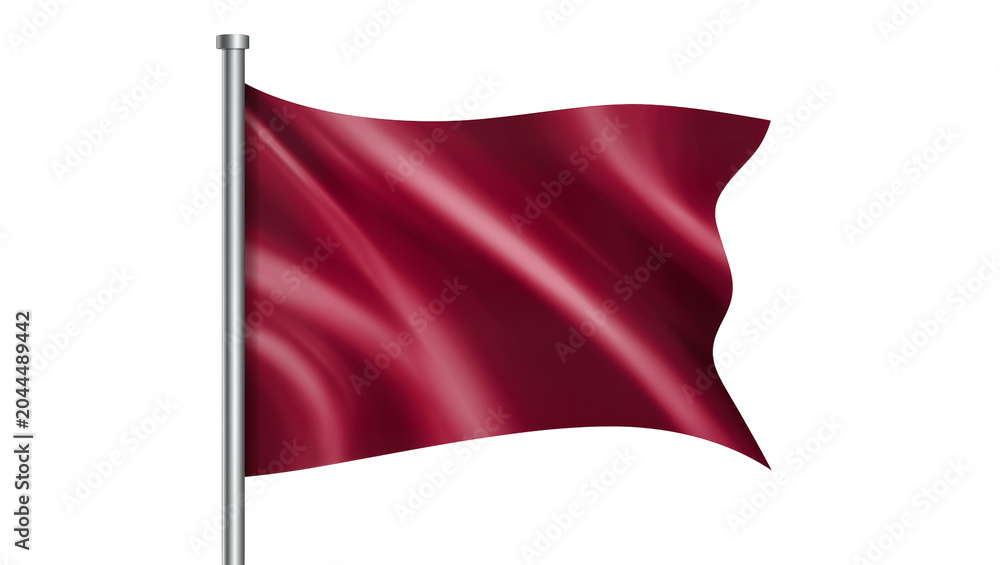 Naklejka premium Red silk flag waving on metal pole