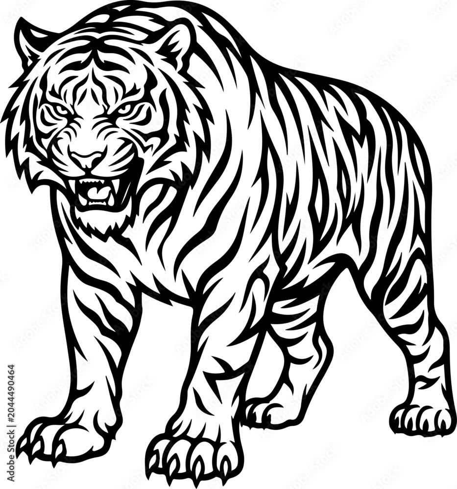 Fototapeta premium Tiger silhouette vector illustration