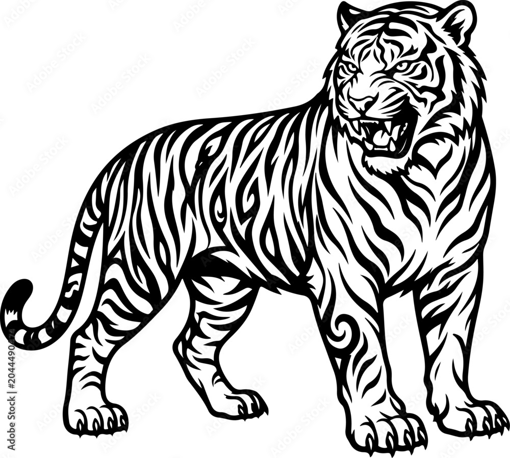 Obraz premium Tiger silhouette vector illustration