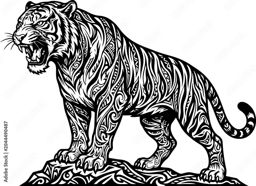 Fototapeta premium Tiger silhouette vector illustration