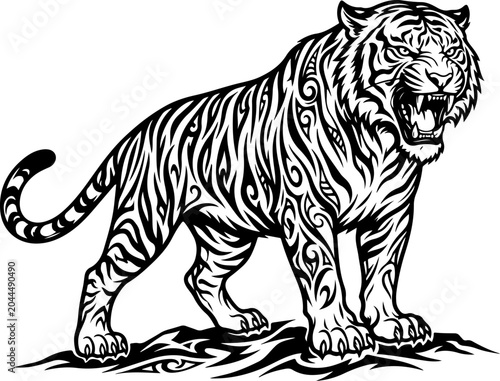 Canvas Print Tiger silhouette vector illustration