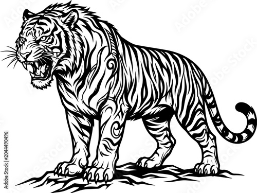 Canvas Print Tiger silhouette vector illustration