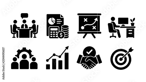 Business Management, Workflow & Analytics Icons Pack – Corporate Strategy Vector Set
