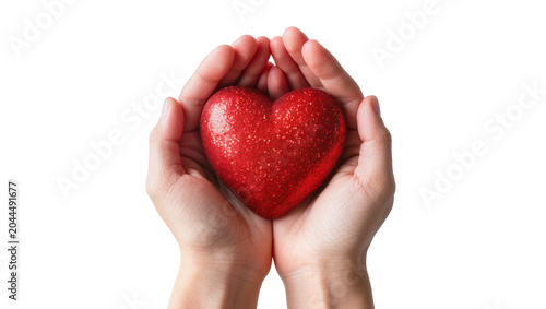 Fotografija Hands holding sparkling red heart shape